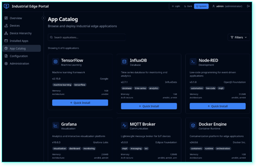 Industrial App Portal — App Catalog view